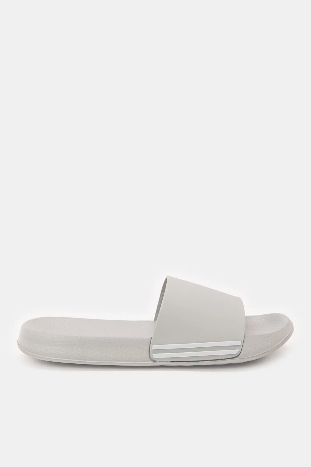 Men Grey Striped Slide sold by Redtag
