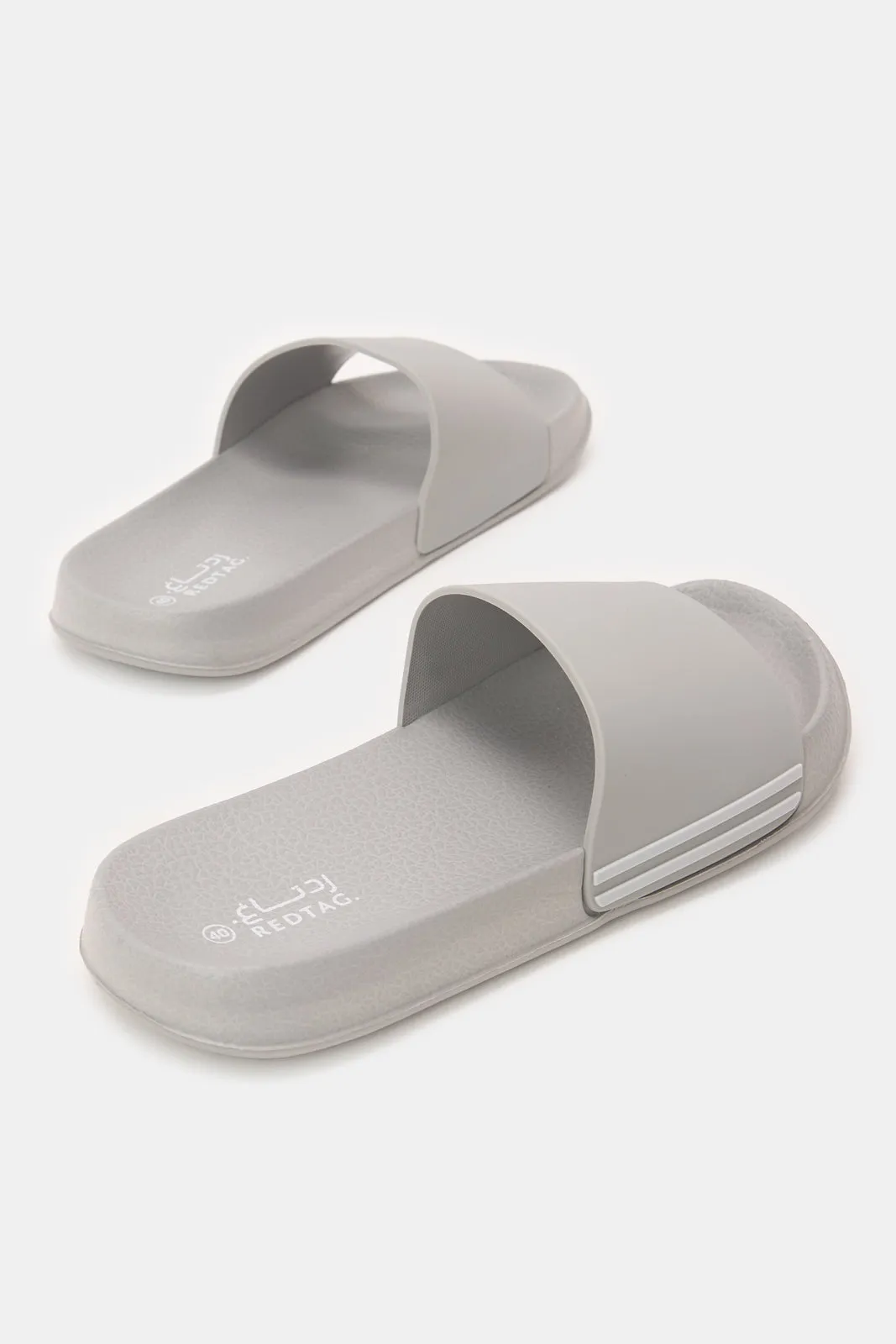 Men Grey Striped Slide sold by Redtag product image thumbnail 4