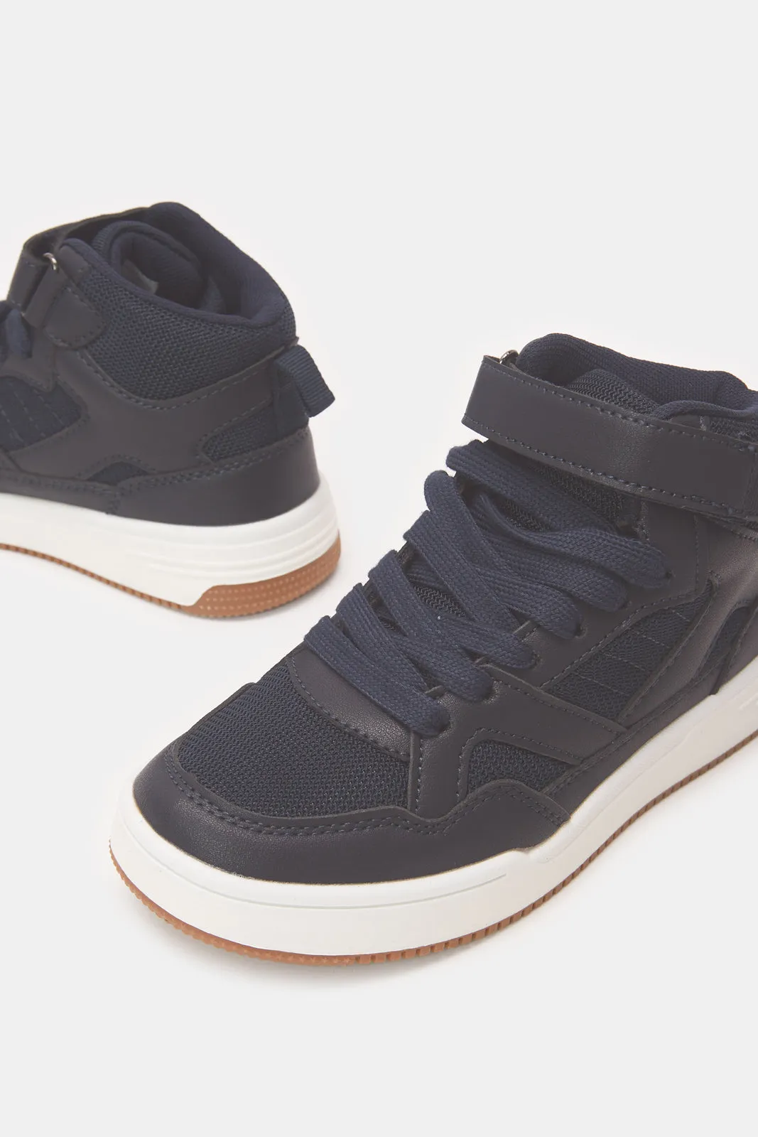 Senior Boys Navy High Top Sneakers sold by Redtag product image thumbnail 3