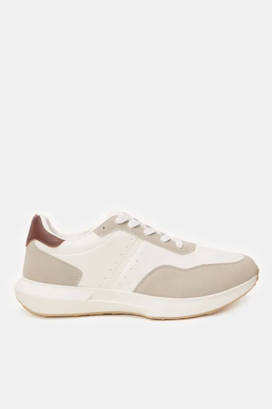 Men White Material Block Sneakers sold by Redtag