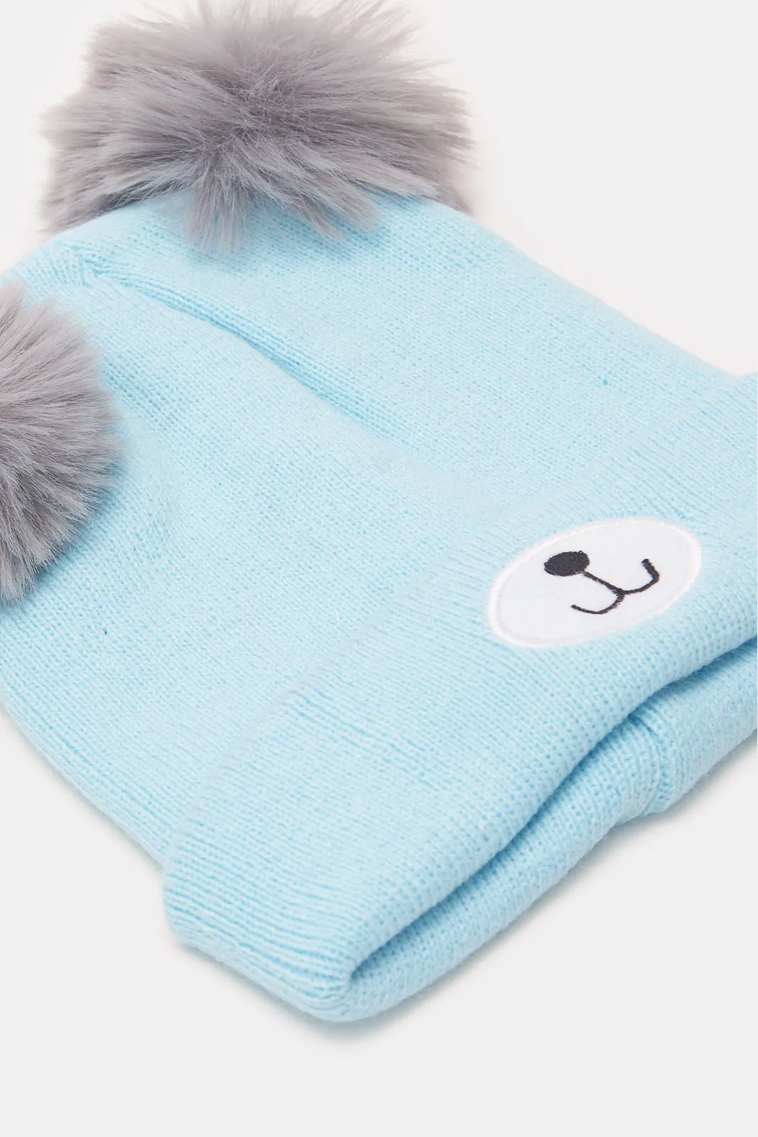 Boys Blue And Grey Knitted Cap Set (2 Piece) sold by Redtag product image thumbnail 5