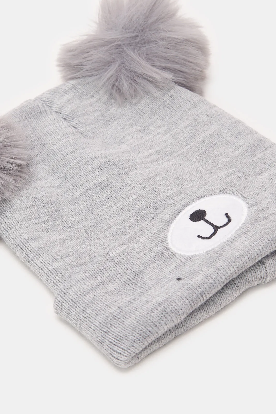 Boys Blue And Grey Knitted Cap Set (2 Piece) sold by Redtag product image thumbnail 4