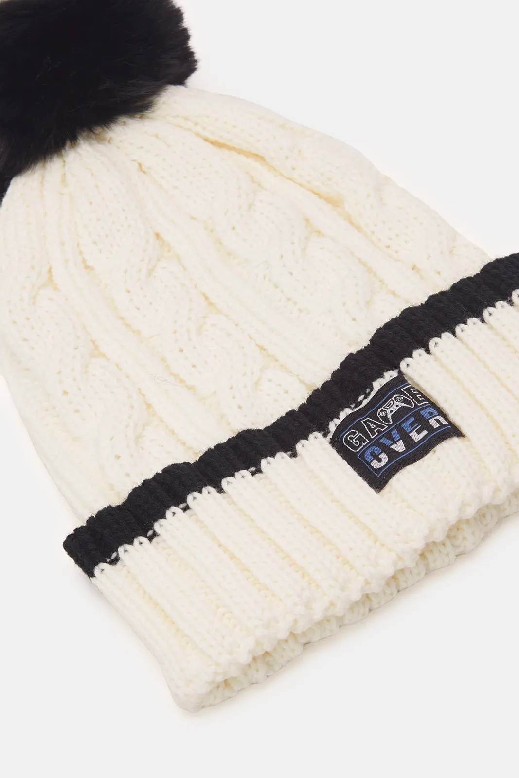 Boys Cream Knitted Cap sold by Redtag product image thumbnail 3