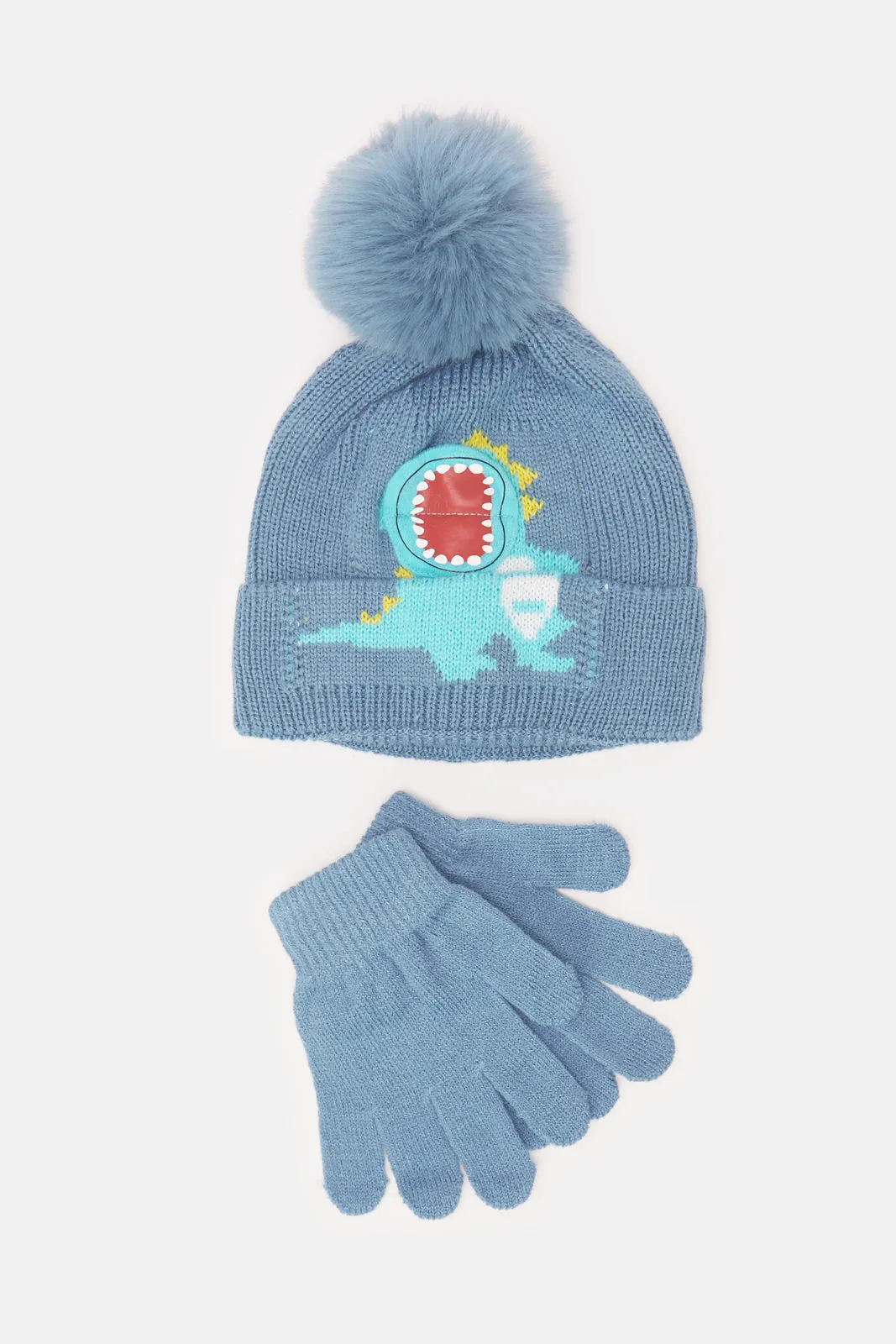 Boys Blue Knitted Cap With Gloves (2 Piece) sold by Redtag