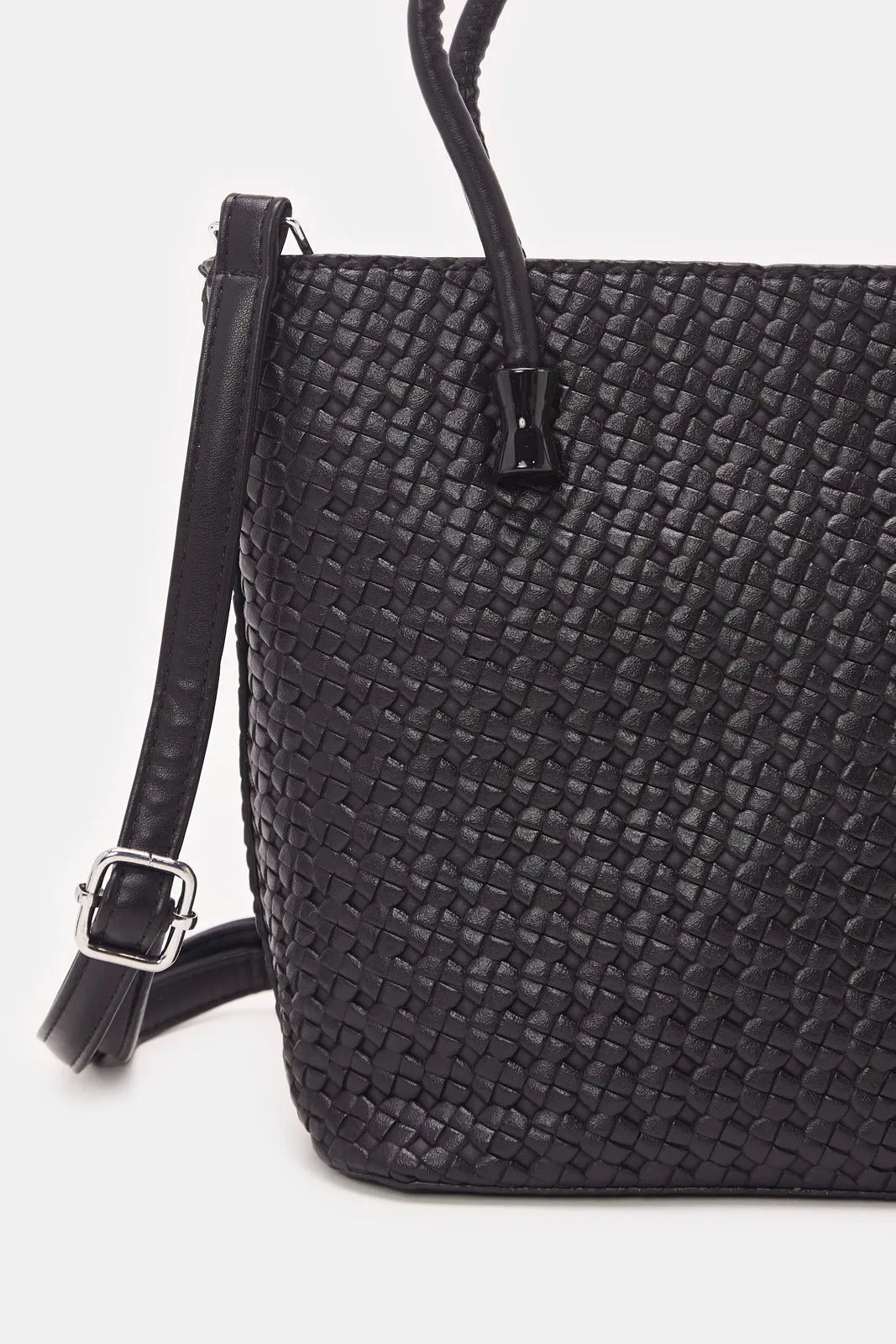 Women Black Textured Handbag sold by Redtag product image thumbnail 3