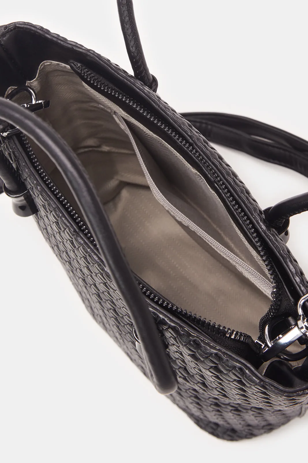 Women Black Textured Handbag sold by Redtag product image thumbnail 4