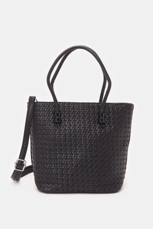 Women Black Textured Handbag sold by Redtag