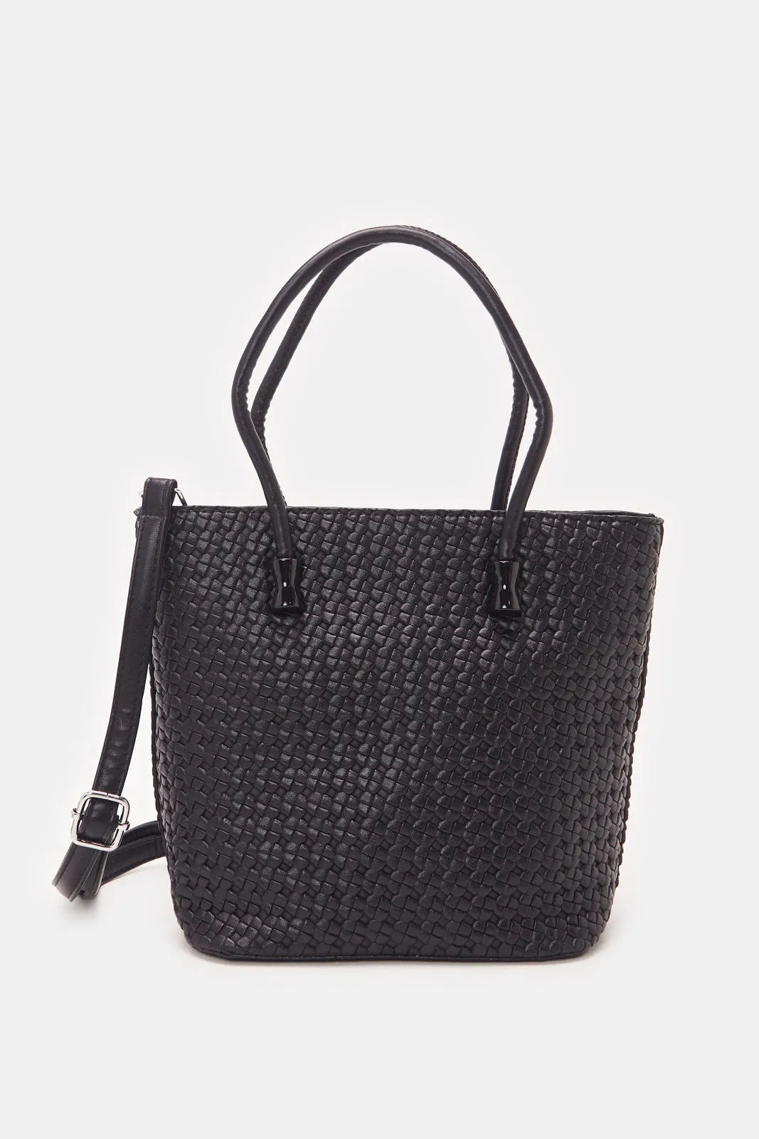 Women Black Textured Handbag sold by Redtag