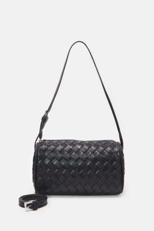 Women Black Textured Handbag sold by Redtag