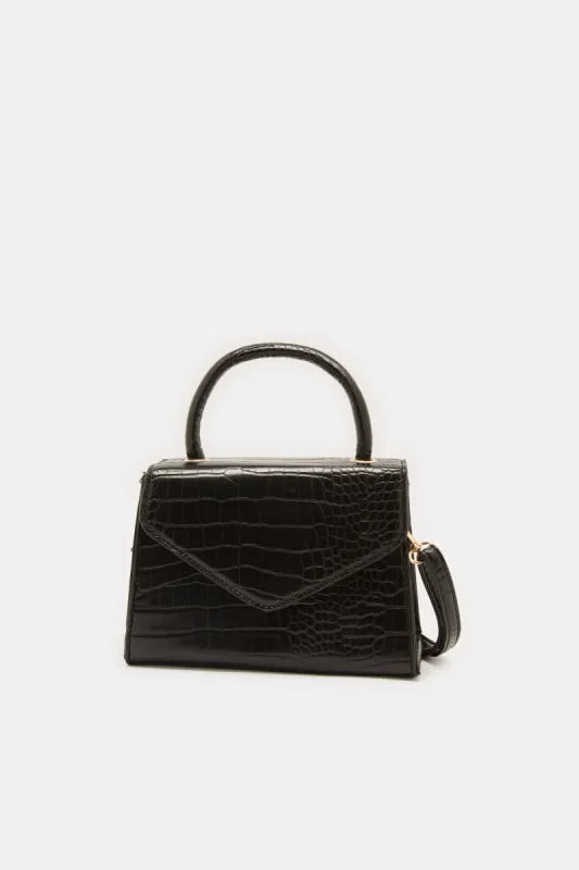 Women Black Flap Messenger Bag sold by Redtag