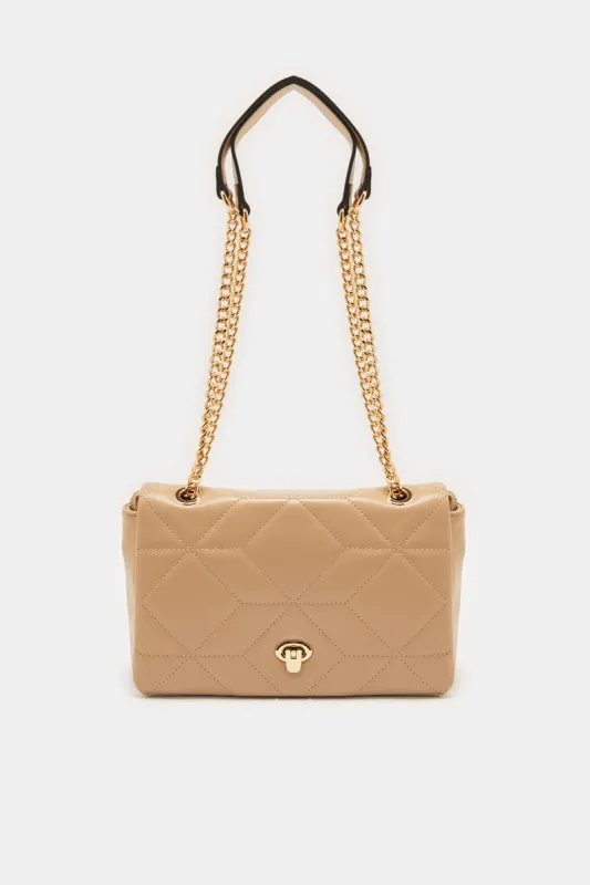 Women Beige Quilted Bag sold by Redtag