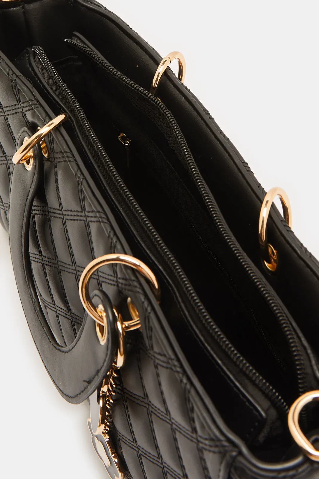 Women Black Quilting Day Bag sold by Redtag product image thumbnail 4