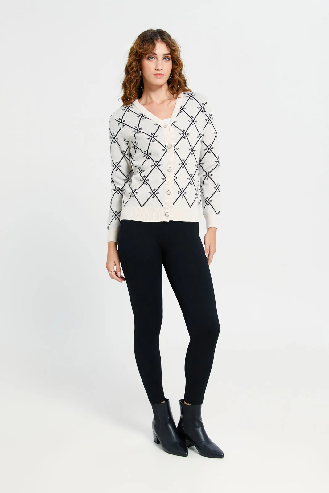 Women Beige Printed Cardigan sold by Redtag product image thumbnail 2