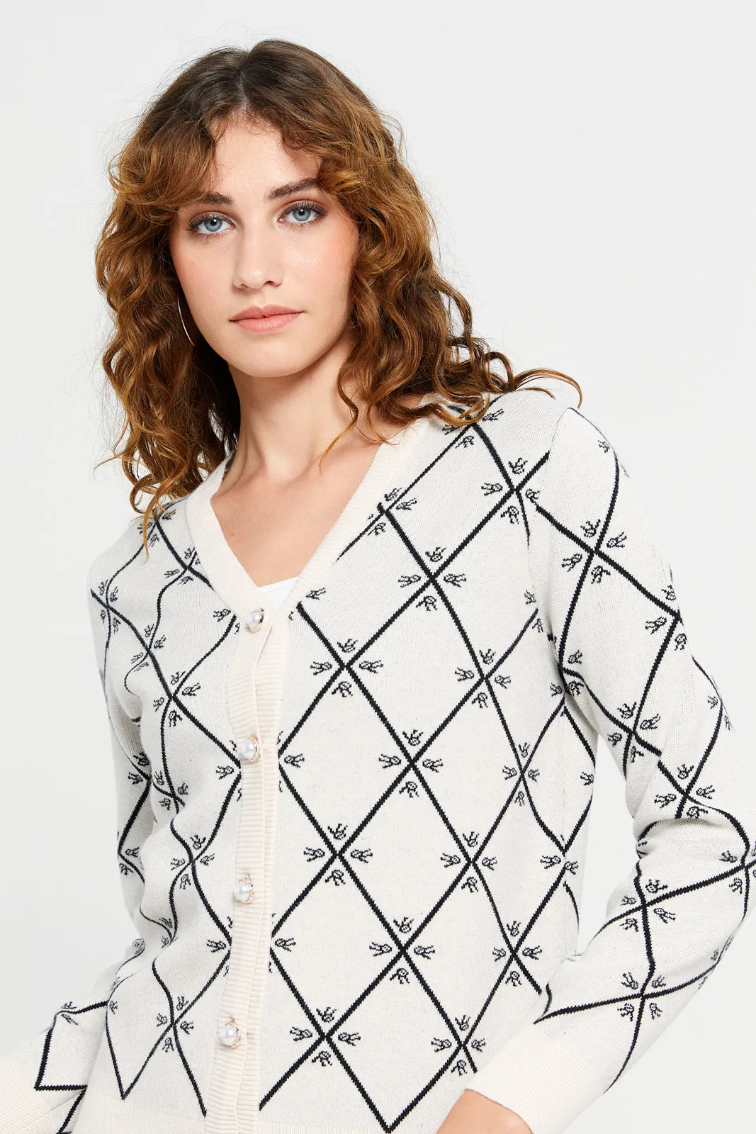 Women Beige Printed Cardigan sold by Redtag product image thumbnail 4