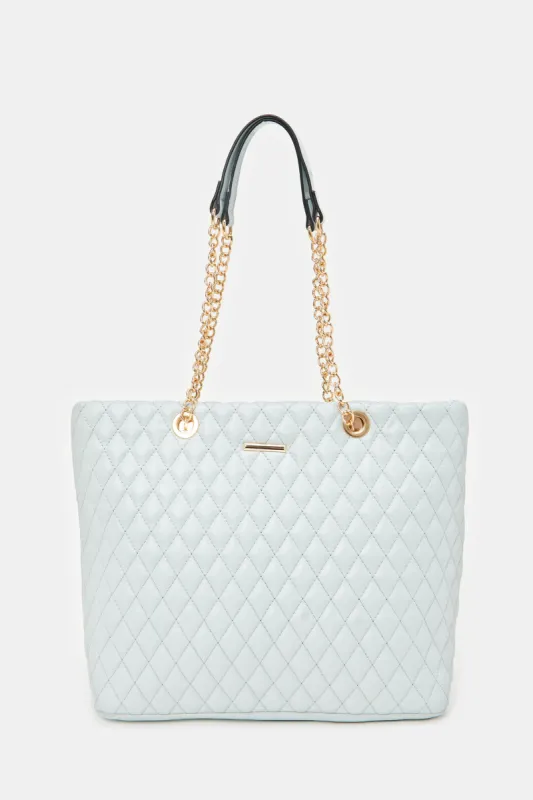 Women Blue Quilted Tote Bag sold by Redtag