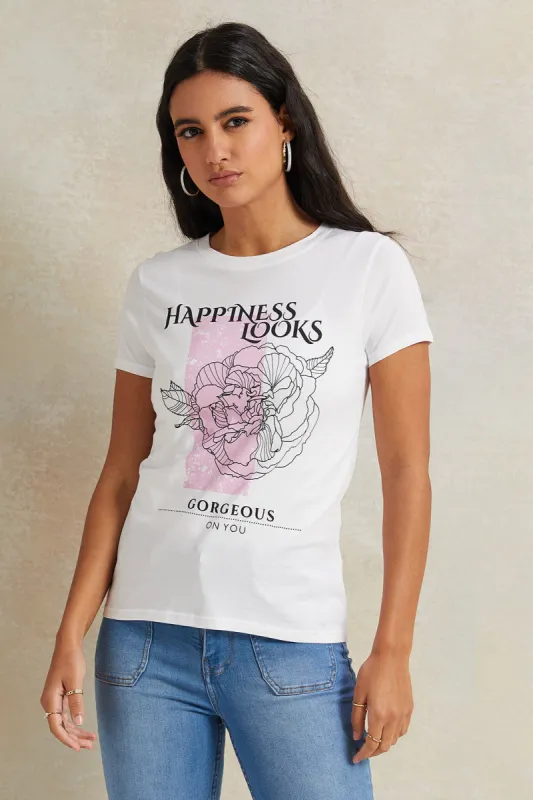 Women White Graphic T-Shirt sold by Redtag