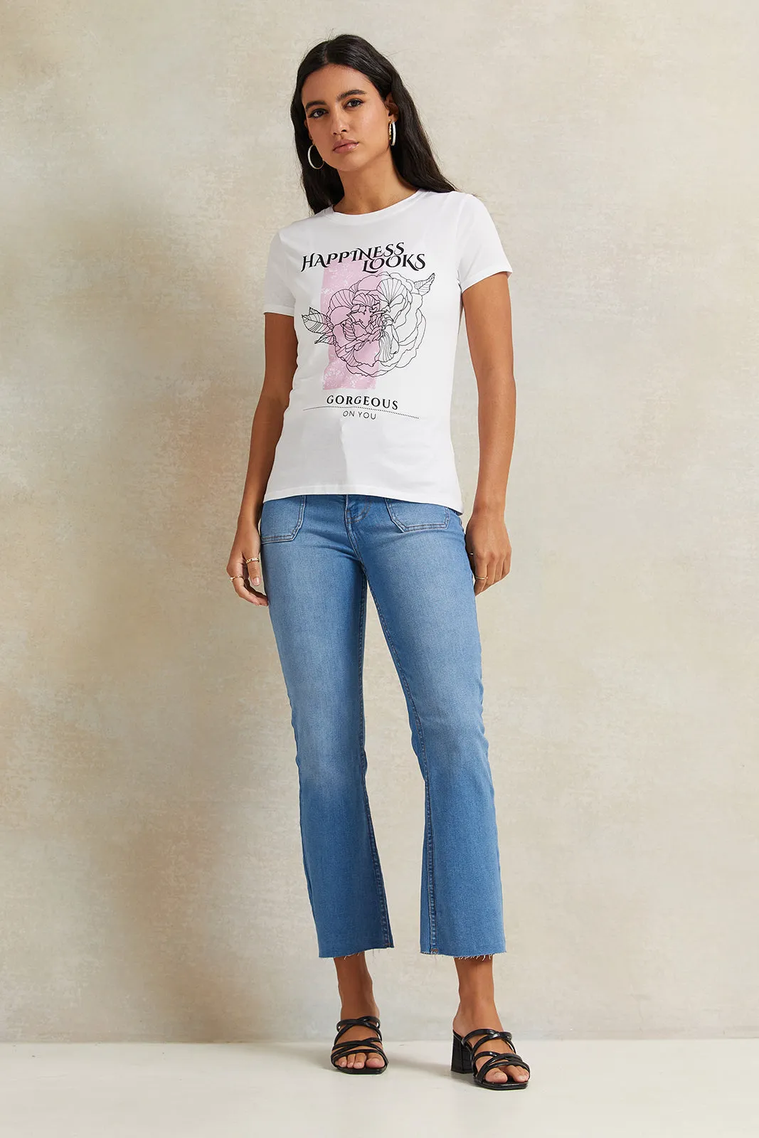 Women White Graphic T-Shirt sold by Redtag product image thumbnail 2