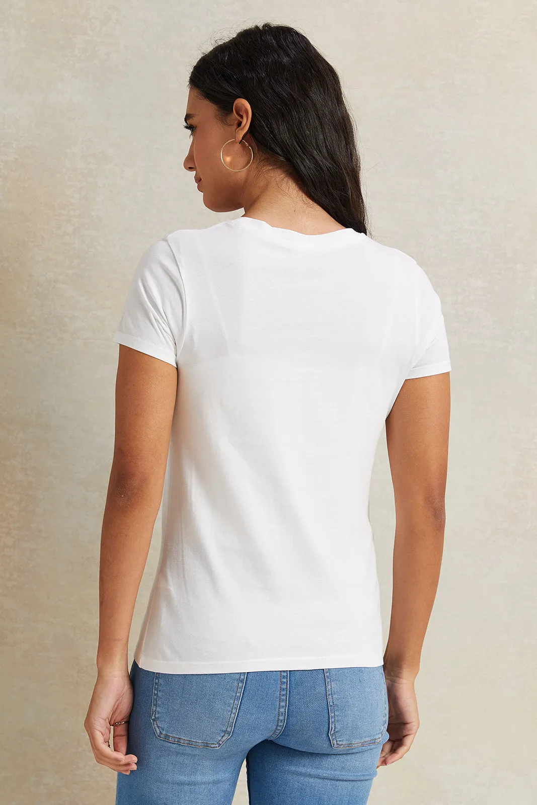 Women White Graphic T-Shirt sold by Redtag product image thumbnail 3