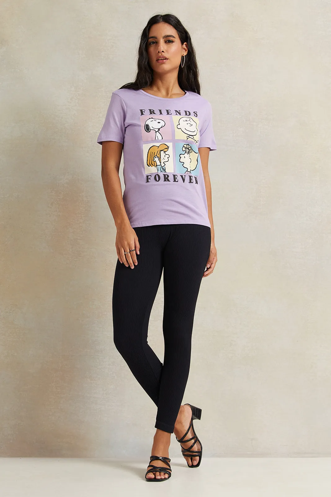 Women Lilac Snoopy Printed T-Shirt sold by Redtag product image thumbnail 2