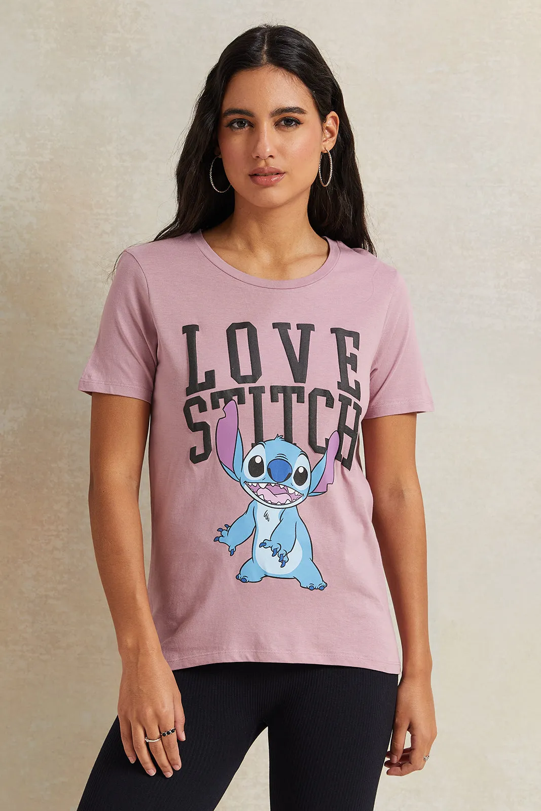 Women Mauve Stitch Printed T-Shirt sold by Redtag