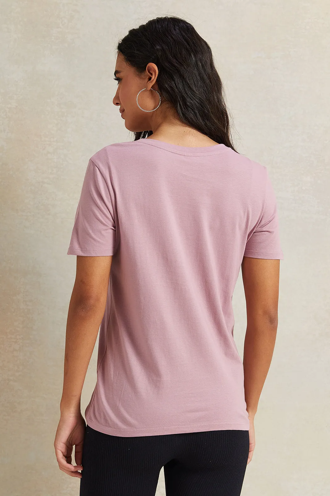 Women Mauve Stitch Printed T-Shirt sold by Redtag product image thumbnail 3