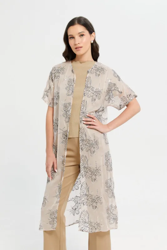 Woman Beige Printed Dress sold by Redtag