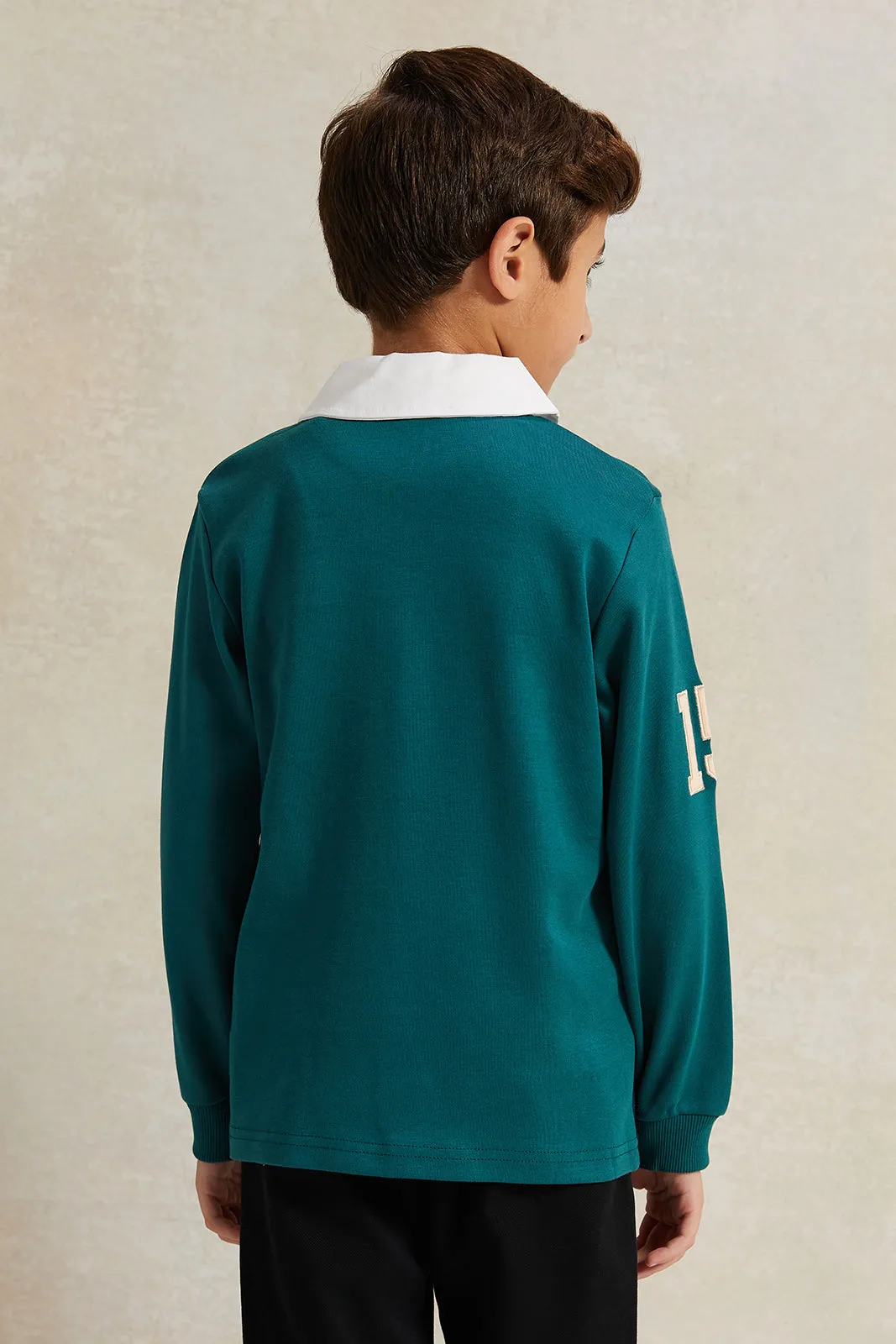 Boys Multicolour Long Sleeve Polo T-Shirt sold by Redtag product image thumbnail 3