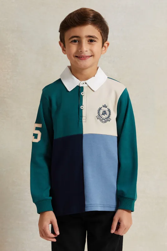 Boys Multicolour Long Sleeve Polo T-Shirt made by Redtag