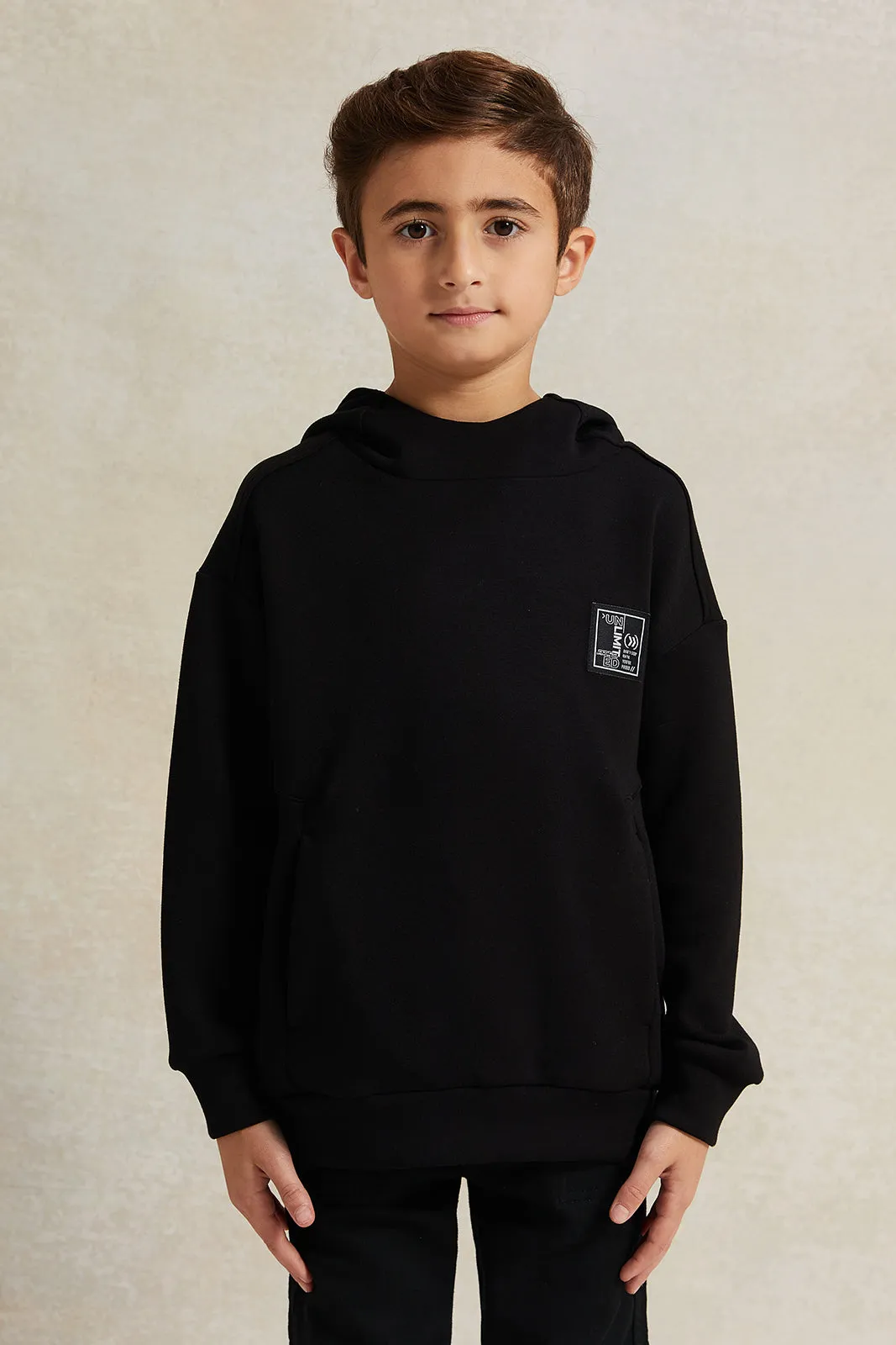 Boys Black Soft Fabric Hooded Sweatshirt sold by Redtag