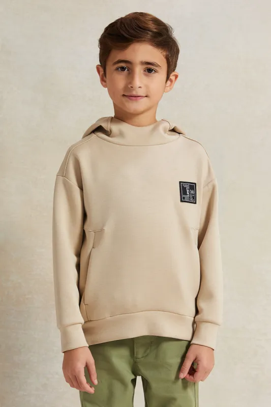 Boys Beige Soft Fabric Hooded Sweatshirt sold by Redtag