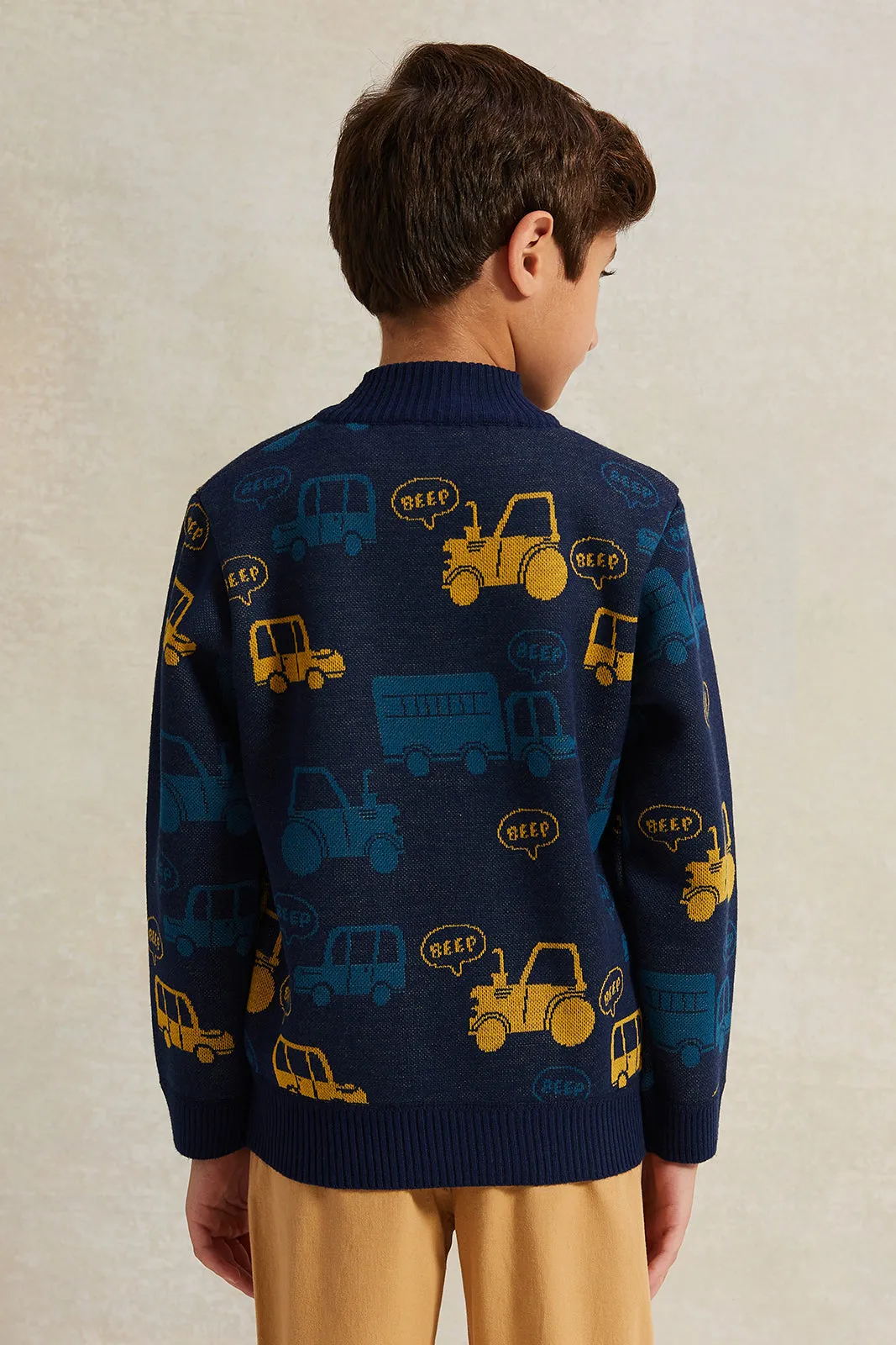 Boys Navy Trucks Print Pullover sold by Redtag product image thumbnail 3