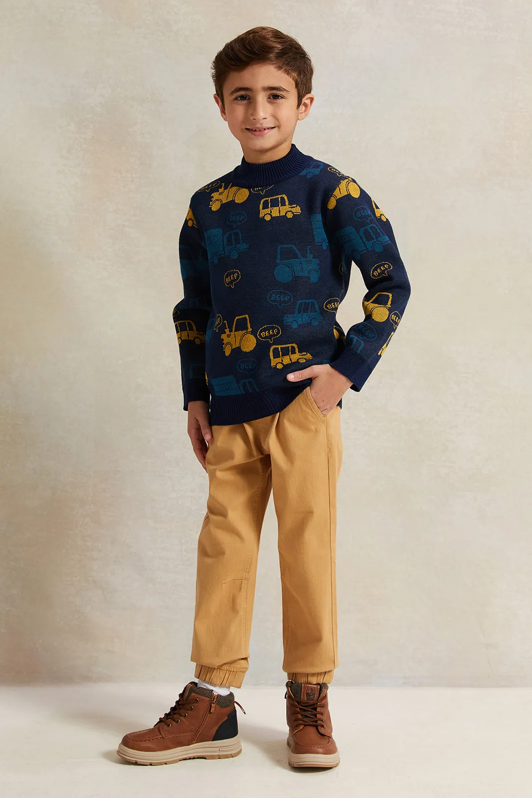 Boys Navy Trucks Print Pullover sold by Redtag product image thumbnail 2
