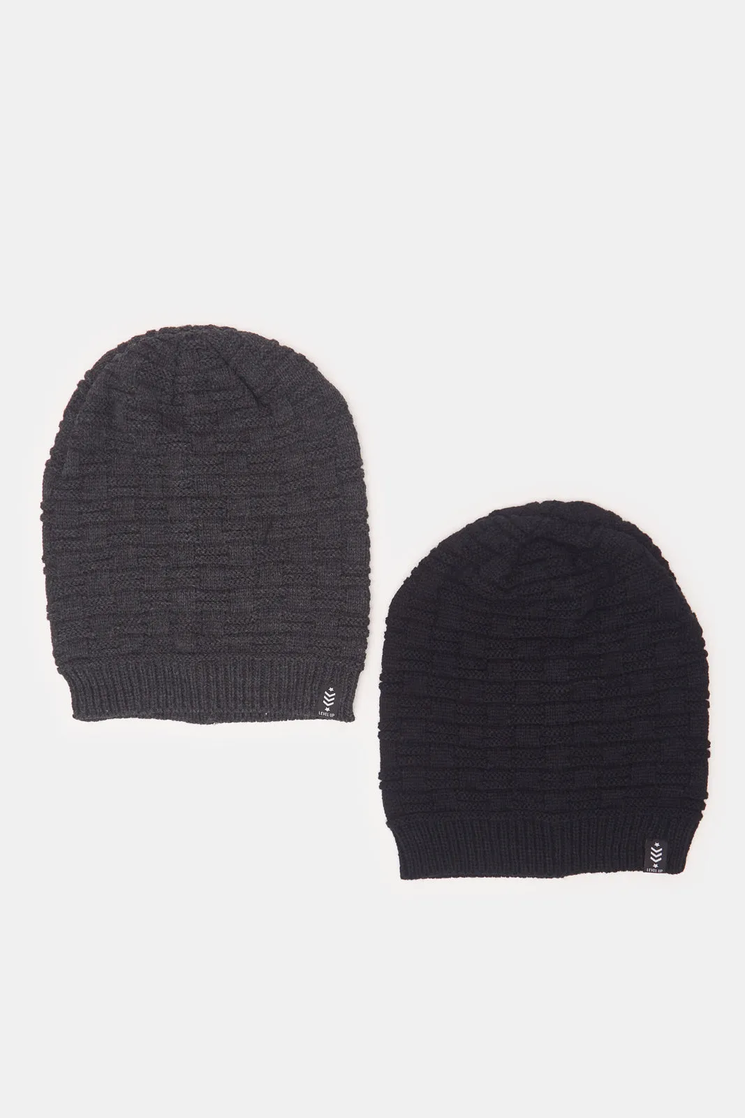 Men Grey And Black Knitted Cap Set (2 Piece) sold by Redtag