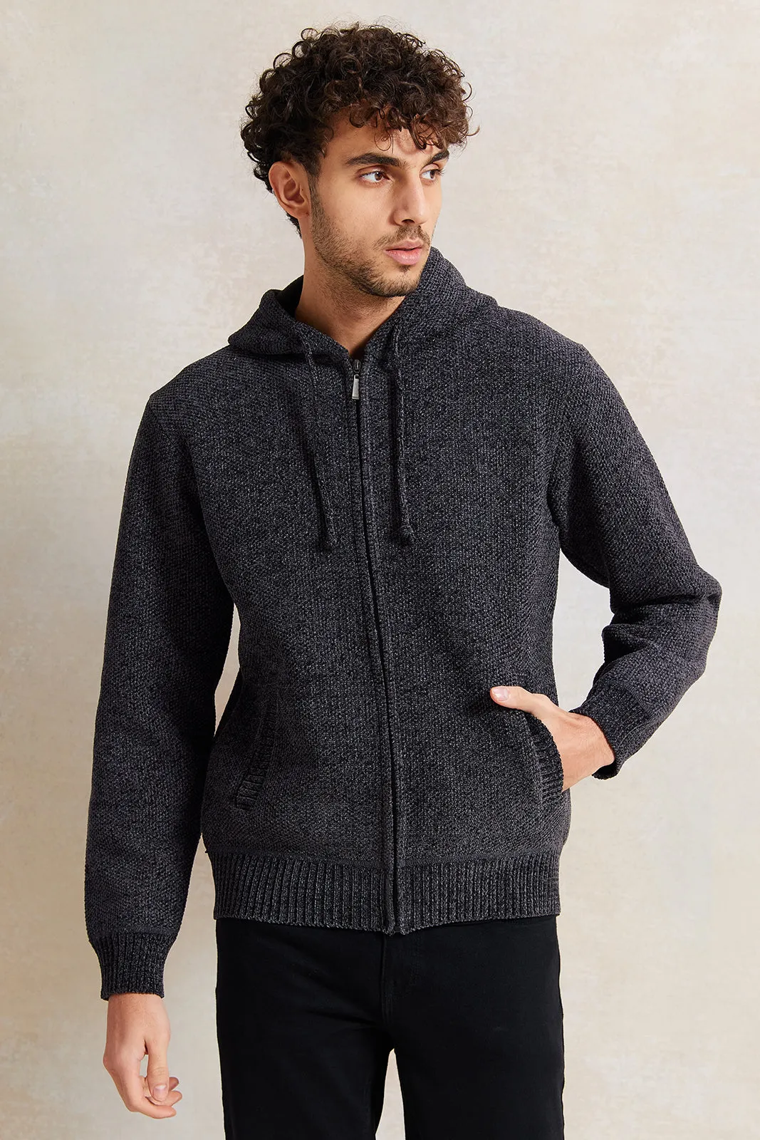 Men Charcoal Knitted Sweater sold by Redtag