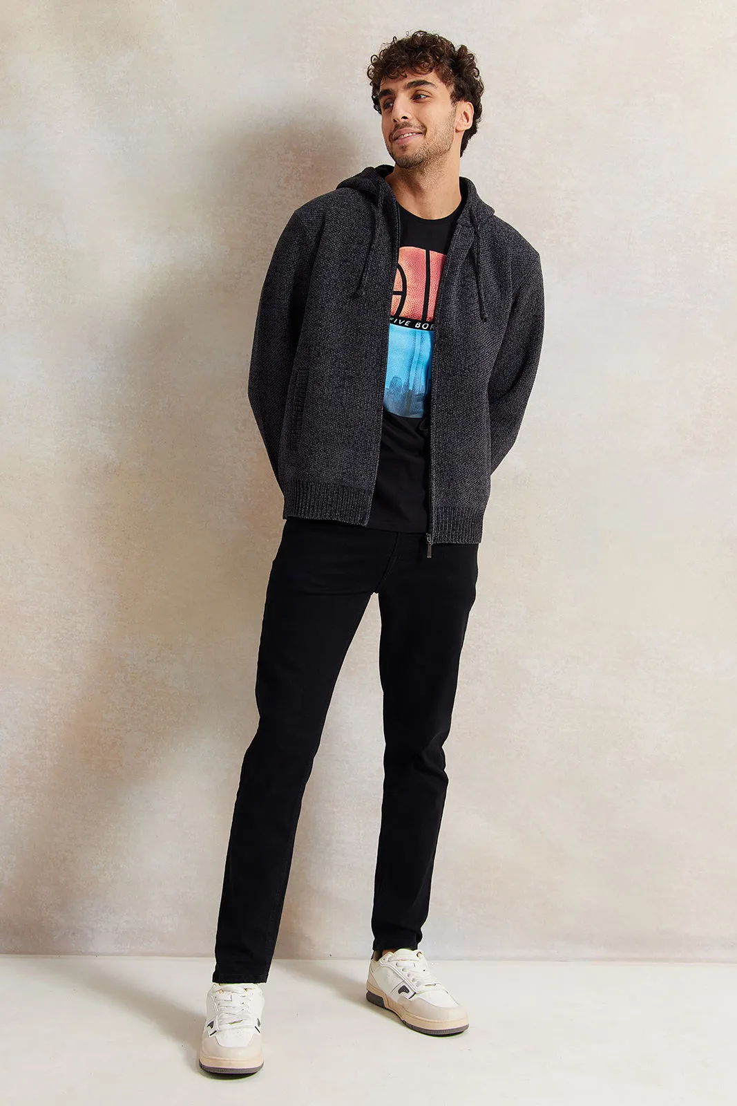 Men Charcoal Knitted Sweater sold by Redtag product image thumbnail 2