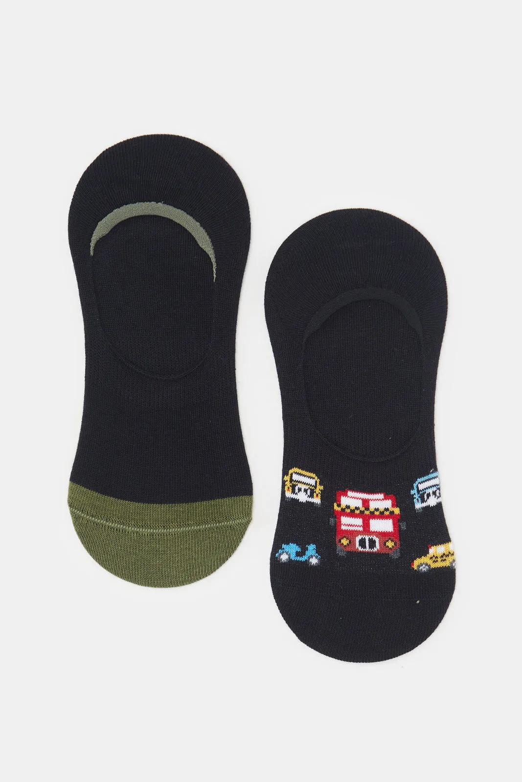 Senior Boys Black Printed Invisible Length Socks (2 Pairs) sold by Redtag