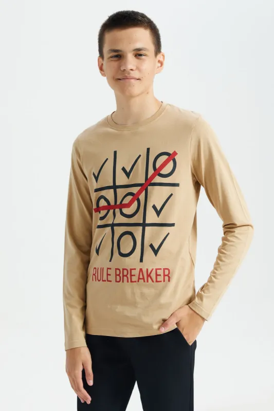 Beige Rule Breaker Print T-Shirt sold by Redtag