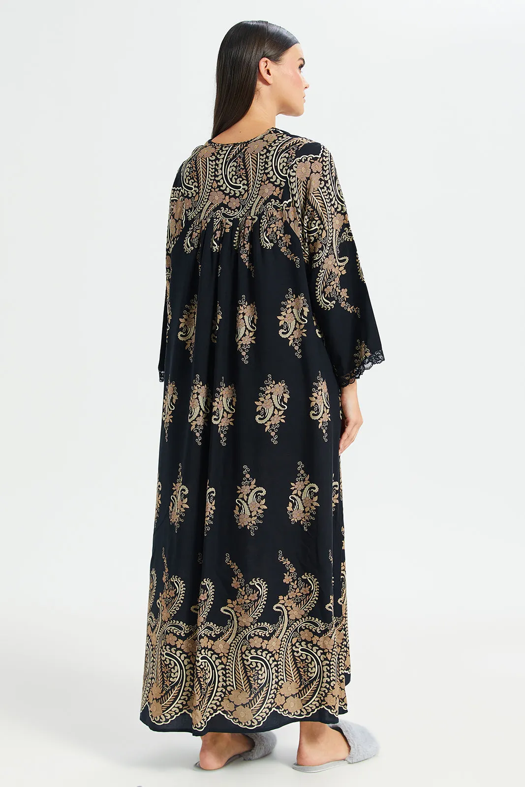 Women Black Elbow Sleeves Nightgown sold by Redtag product image thumbnail 3