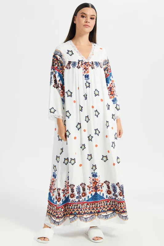 Women Ivory All-Over Print Nightgown sold by Redtag