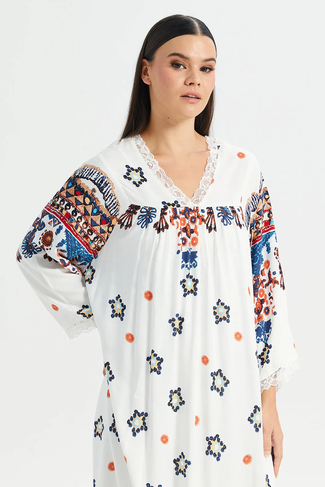 Women Ivory All-Over Print Nightgown sold by Redtag product image thumbnail 2