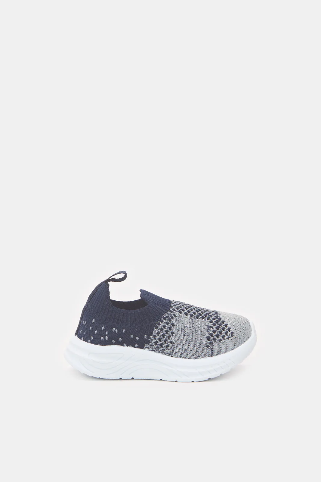 Infant Boys Grey And Navy Fly Knit Slip-On Pumps sold by Redtag