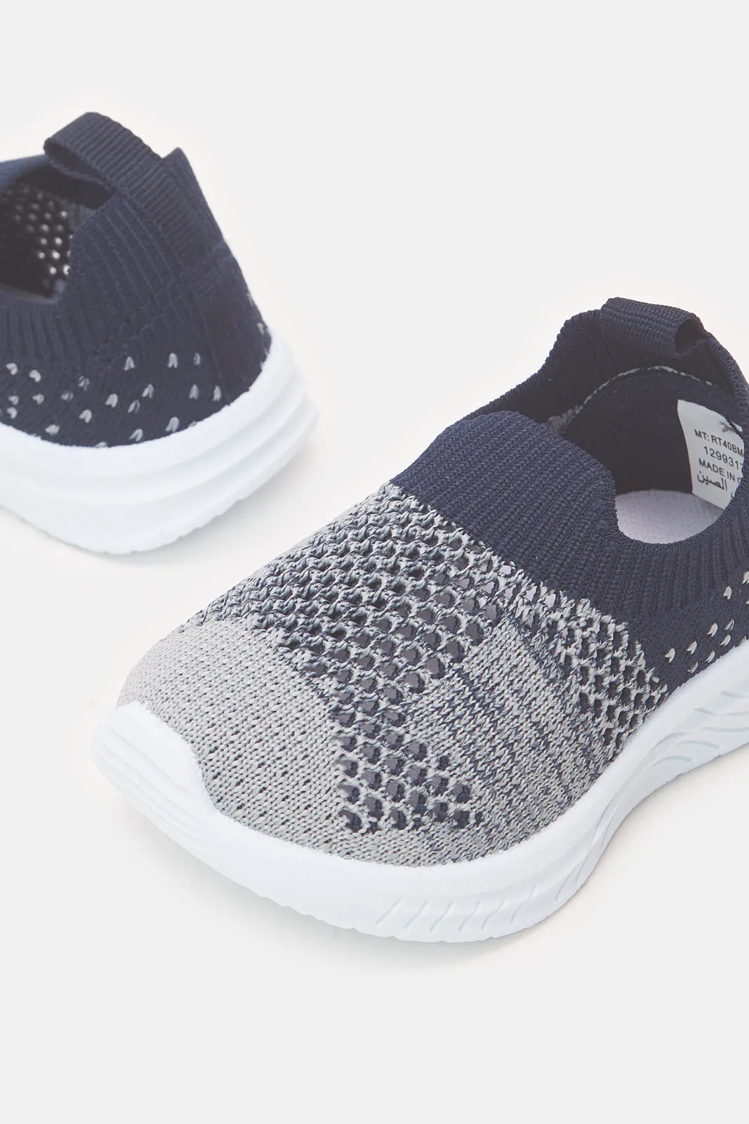 Infant Boys Grey And Navy Fly Knit Slip-On Pumps sold by Redtag product image thumbnail 3
