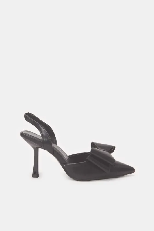 Women Black Bow Trim Shoe sold by Redtag
