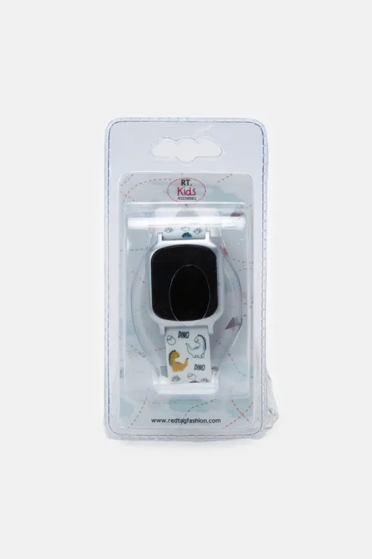 Boys White Dino Printed Digital Watch sold by Redtag
