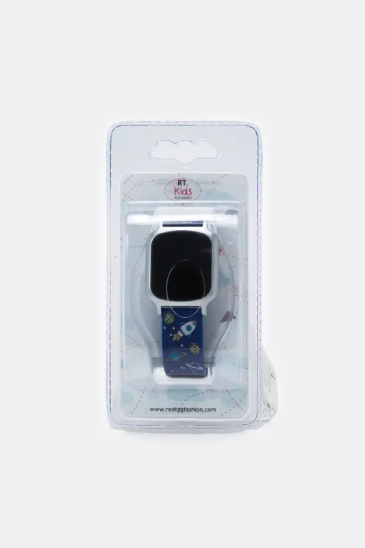 Boys Navy Rocket Printed Digital Watch sold by Redtag