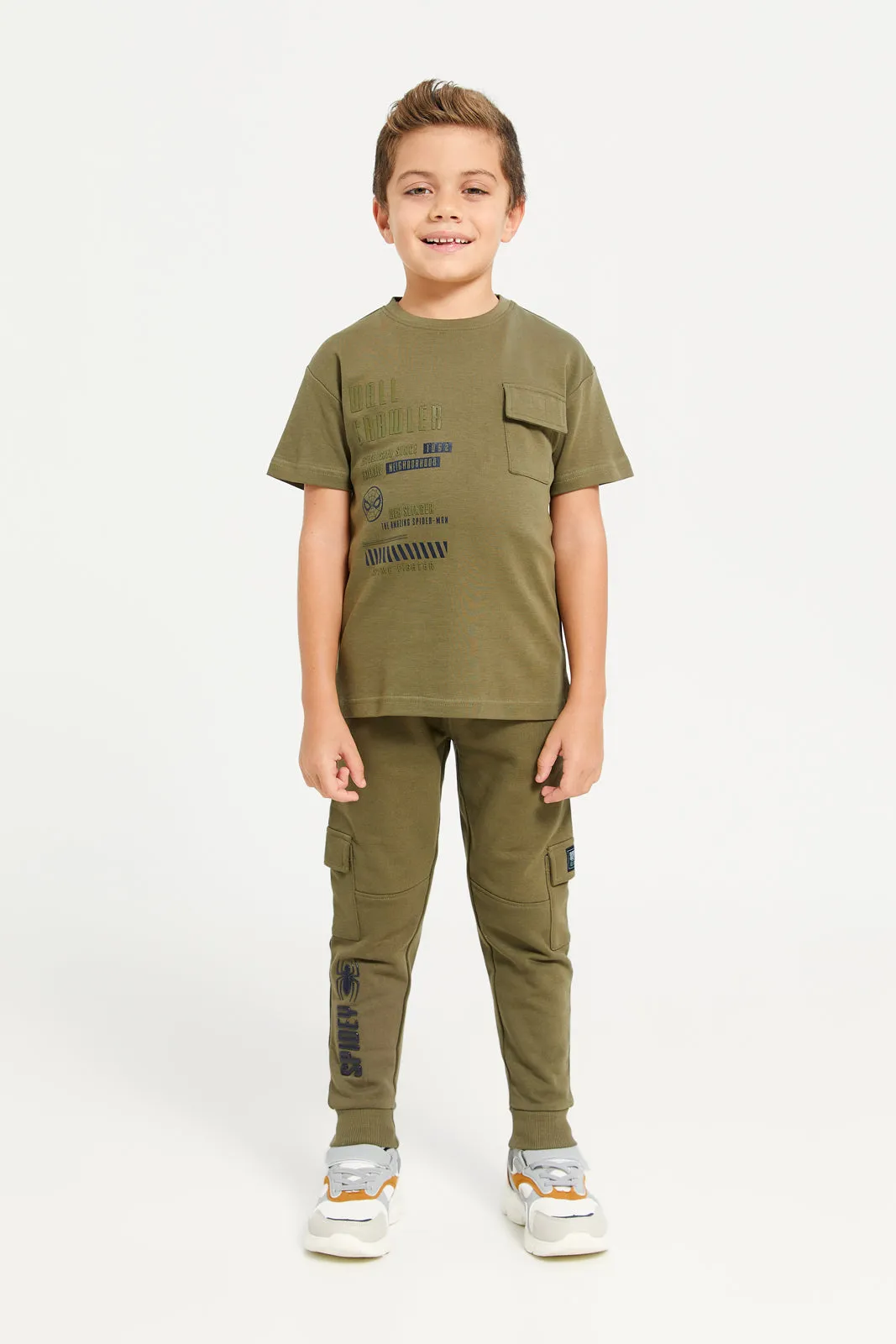 Boys Green Spiderman Print Track Pants sold by Redtag product image thumbnail 2