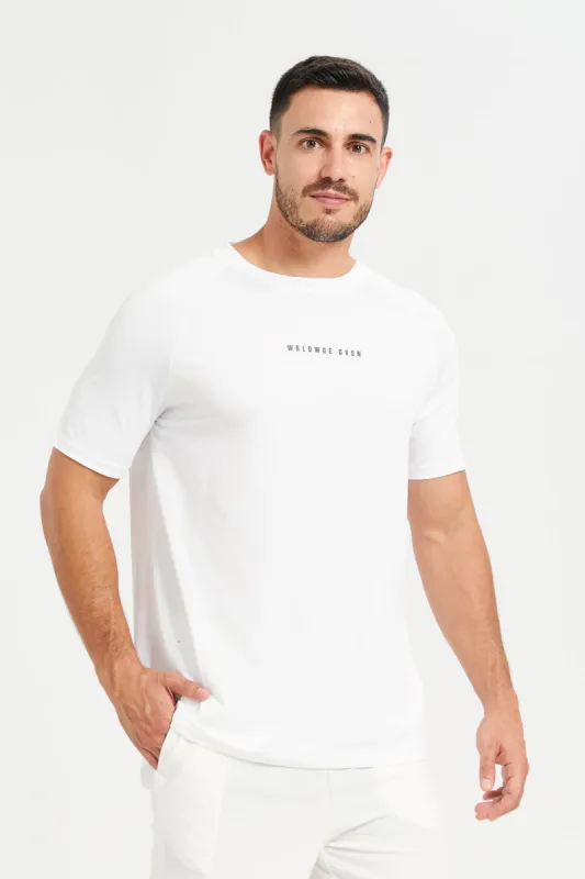 Men White Plain Active T-Shirt sold by Redtag