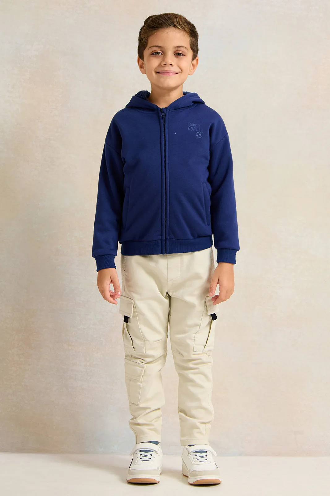 Boys Navy Hooded Sweatshirt sold by Redtag product image thumbnail 2