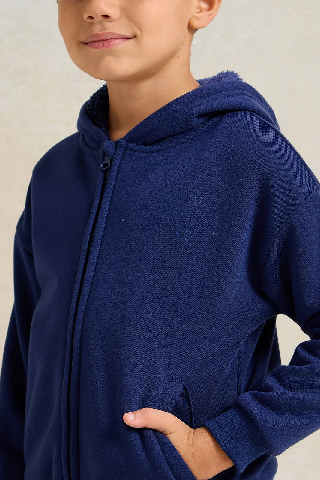 Boys Navy Hooded Sweatshirt sold by Redtag product image thumbnail 4