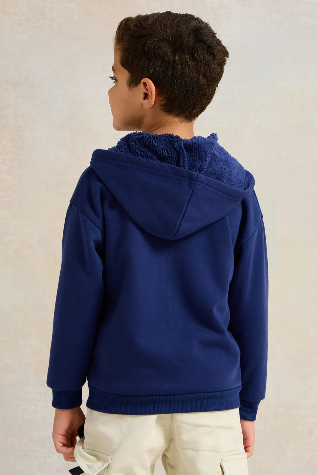Boys Navy Hooded Sweatshirt sold by Redtag product image thumbnail 3